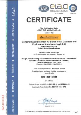 ISO 14001 2015 Mohamed Abdulrahman Al Bahar Metal Cabinets and Enclosu 269x380 - Awards and Certifications